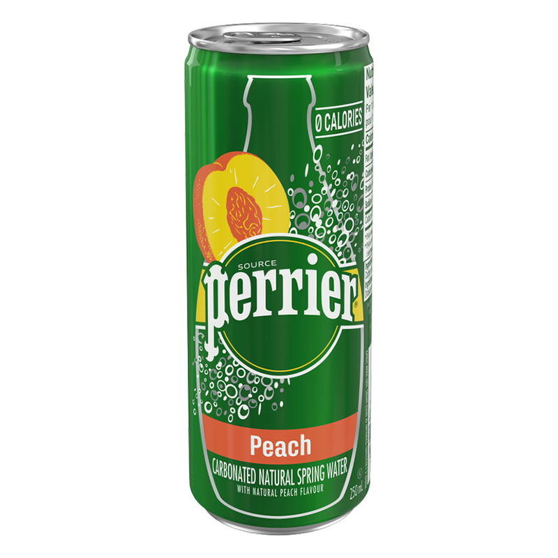 Perrier Slims Peach Sparkling Water (24-330 mL (Cans)) - Pantree