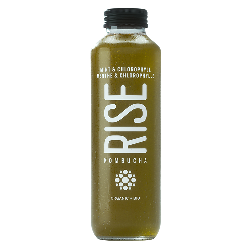 RISE Organic Kombucha Mint Chlorophyll, Green Tea (Refrigerated) (12-414 mL) (jit) - Pantree