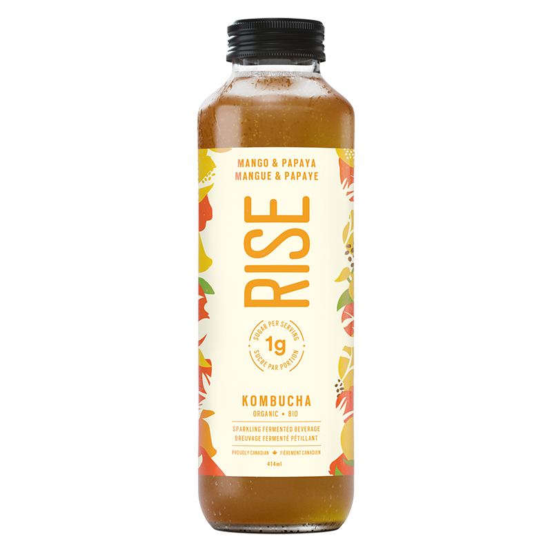 Rise Organic Kombucha Low Sugar Mango & Papaya (Refrigerated) (12-414mL) (jit) - Pantree