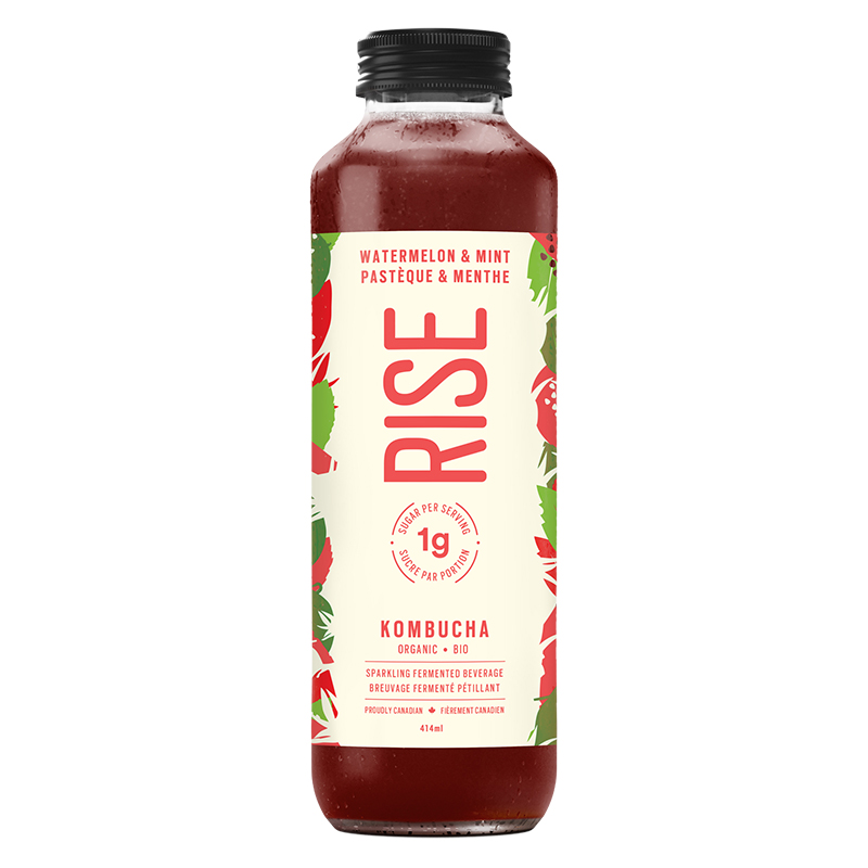 Rise Organic Kombucha Low Sugar Watermelon & Mint (Refrigerated) (12-414 mL) (jit) - Pantree