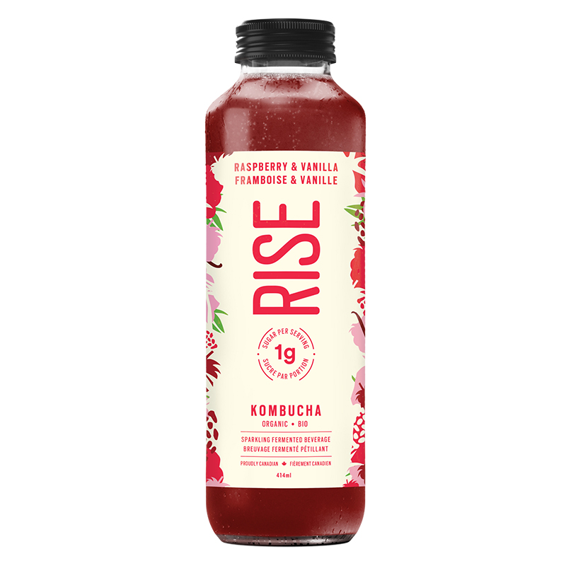 Rise Organic Kombucha Low Sugar Raspberry & Vanilla (Refrigerated) (12-414mL) (jit) - Pantree