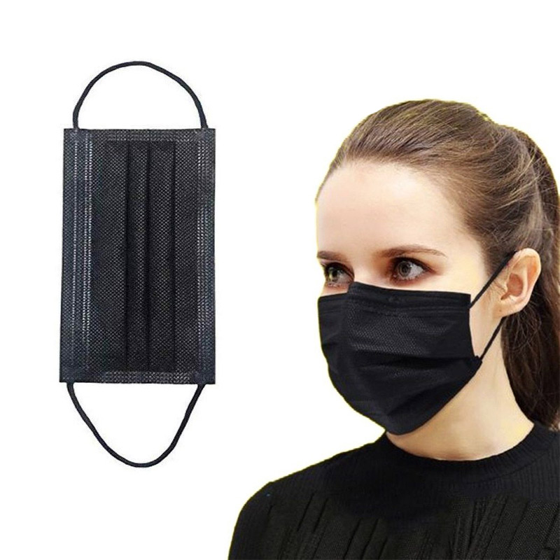 BLACK Disposable 3-Ply Protective Face Mask w/ Earloop – (BFE ≥ 95%) (50 Per Box ) - Pantree