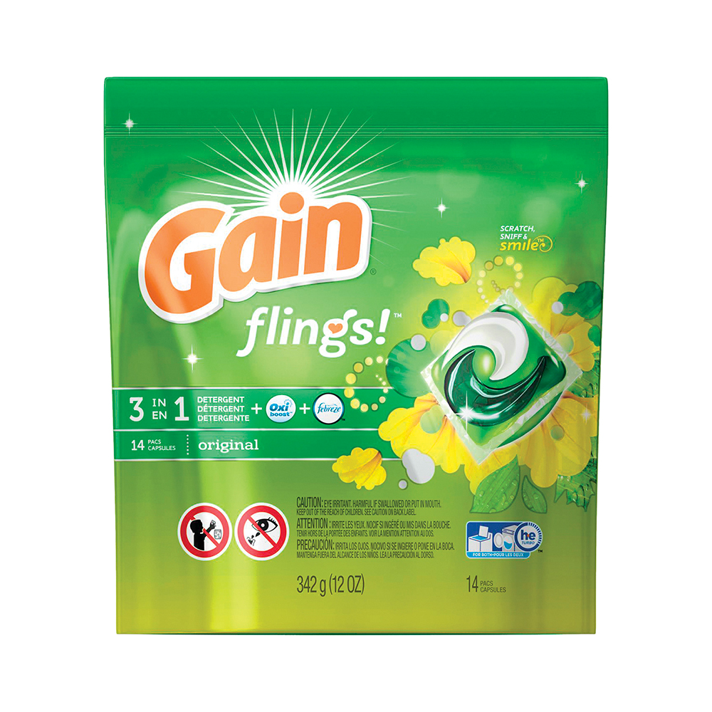 Gain Flings Original Laundry Detergent 14-Use (6-342 g) (jit) - Pantree