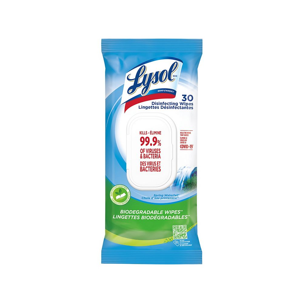 Lysol Disinfecting Bioderadable Wipes Spring Waterfall (9-30's) - Pantree