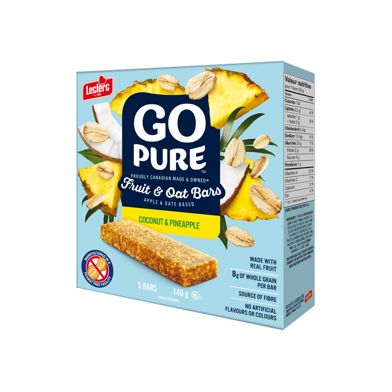 Leclerc GoPure Oat and Coconut Pineapple Cereal Bar ( 12-140 g) (jit) - Pantree