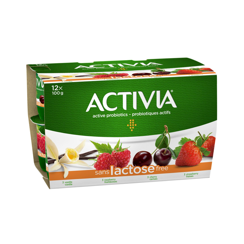 Danone Activia Lactose Free Yogurt Cherry Vanilla Raspberry Strawberry ( 4-12 pk (100g)) (jit) - Pantree