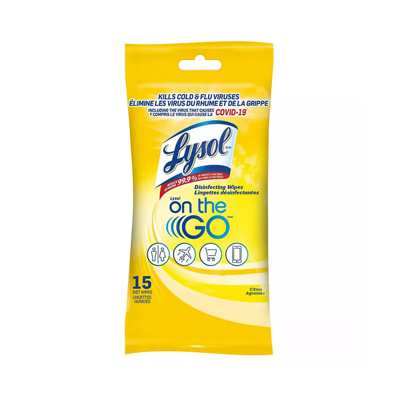 Lysol - Citrus - On the Go Flatpack Disinfecting Wipes ( 24 packs - 15 each) - Pantree