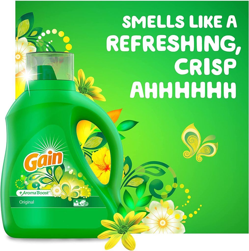 Gain Liquid 2X High Suds Original Aroma Boost Laundry Detergent (32 Loads) ( 6-1.36L) (jit) - Pantree