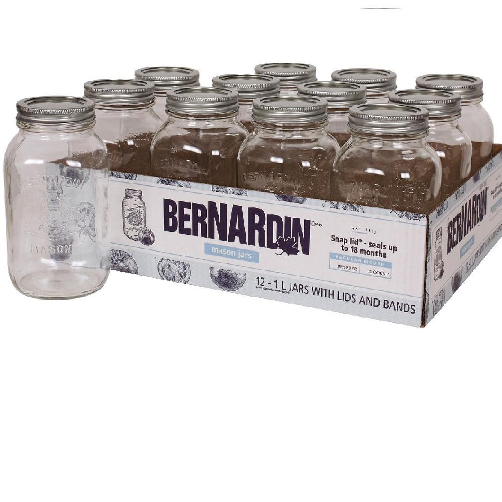 Bernardin Standard Mason Jars (12 - 1 L) (jit) - Pantree