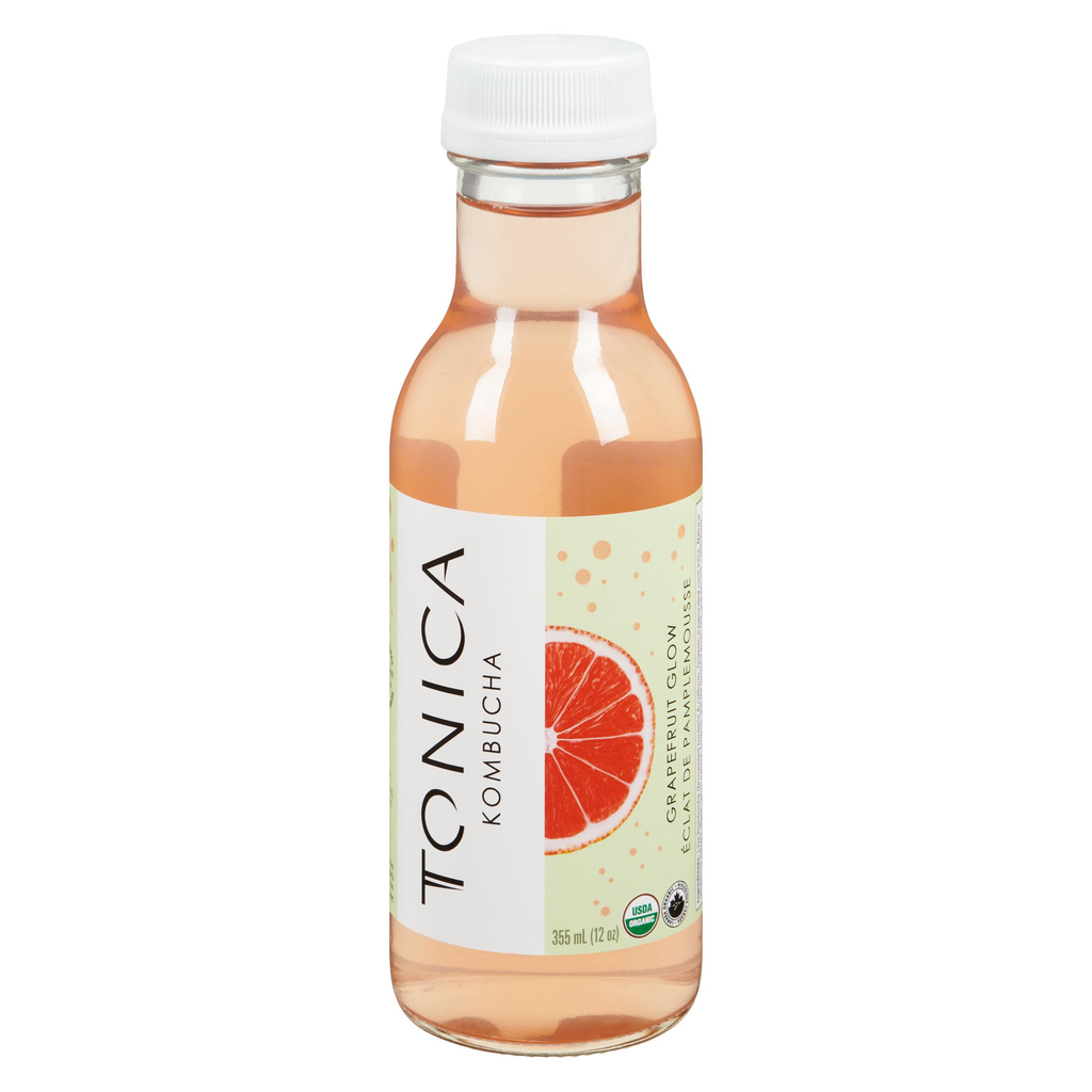 Tonica Raw Organic Grapefruit Glow Kombucha (Refrigerated) (Toronto Company) (12 - 355 mL) - Pantree