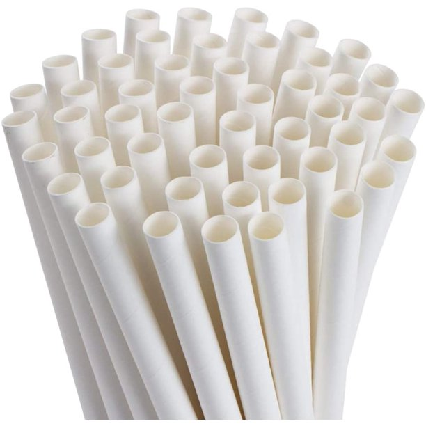 Straw Paper 8" Milkshake White Unwrapped (250s) (jit) - Pantree