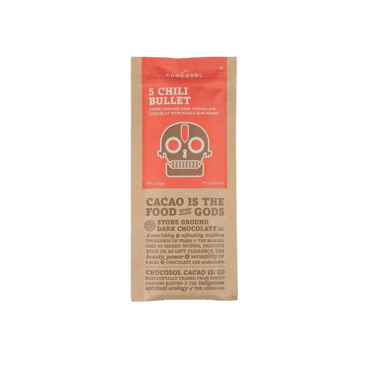Chocosol - Chocolate Bar, Five Chili Bullet (75g) – Pantree